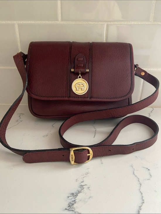 Etienne Aigner Handbags - Vintage Etienne Aigner Burgundy Leather Crossbody Bag Horsebit Medallion Purse